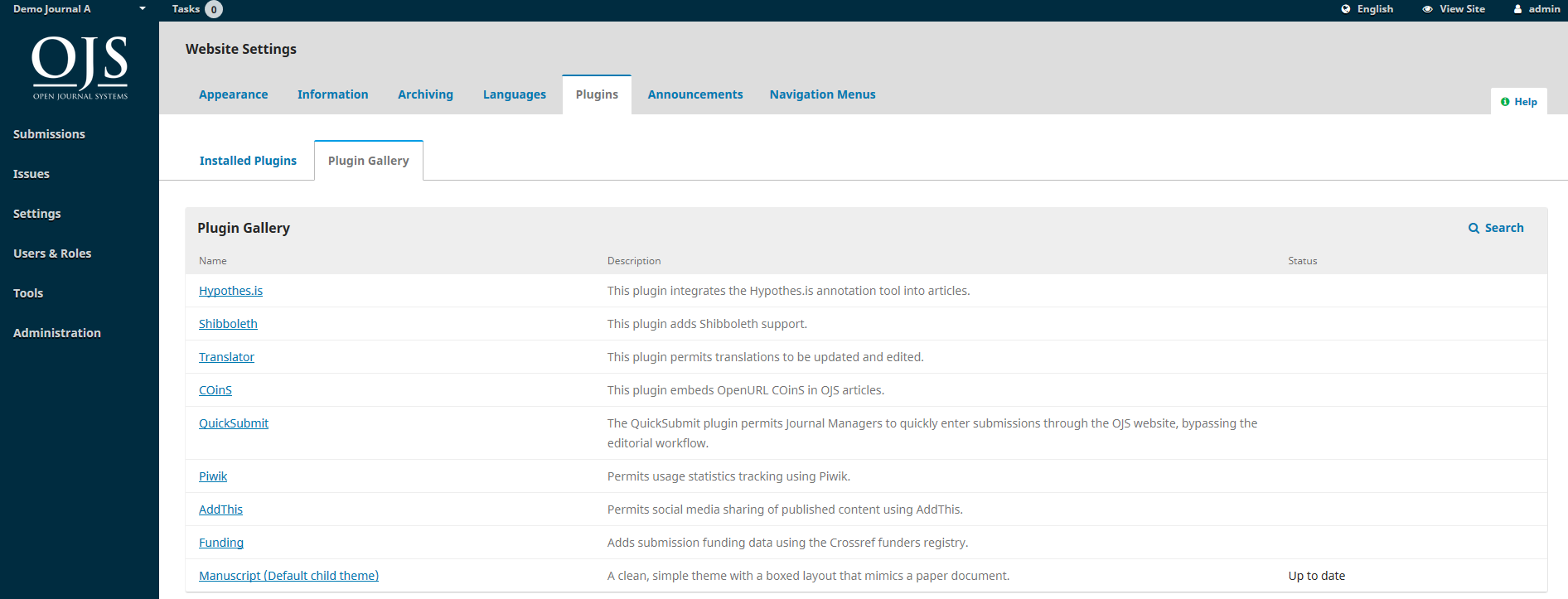 OJS 3.x plugin gallery