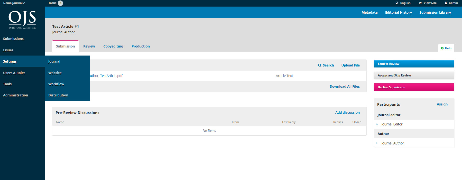 OJS 3 task access overview