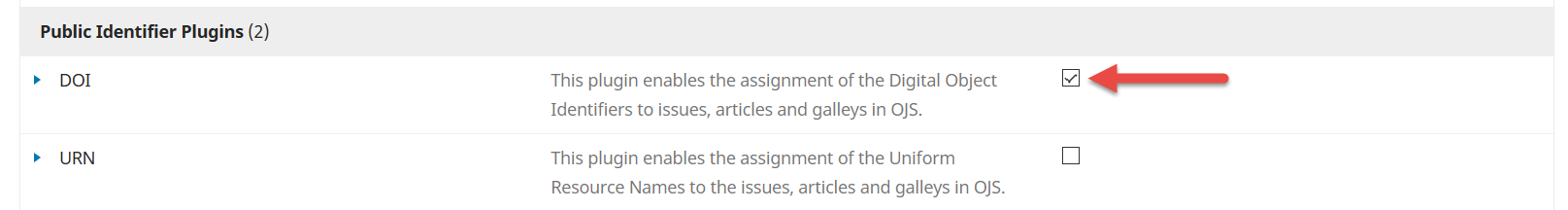 OJS 3.x DOI plugin activation